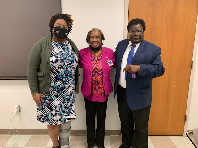 Ms. Raven Pittman (student delegate), Dr. Mary Mears and Dr. Peter B. Makaya (MAU Faculty Advisors) at the 24th Annual SEMAU Conference, Milledgeville, GA
